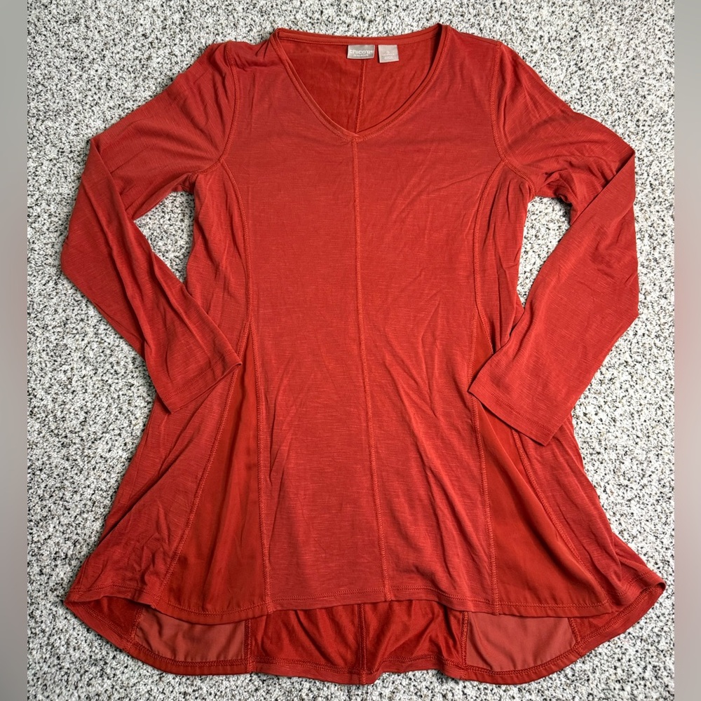 Chico's Rust Long Sleeve V-Neck Top